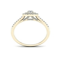 Carat T.W. Dijamantni 10KT žuto zlato dvostruki halo zaručnički prsten