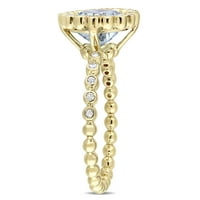 MIABELLA WOMANS 2- CArat T.G.W. Nebesko plavi topaz i bijeli safir 10kt žuto zlato krastasto halo prsten