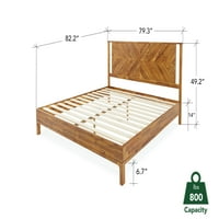 Okvir kreveta veličine mumbo-mumbo mumbo 49 s rustikalnim uzglavljem, masivnim drvetom, svijetlosmeđom