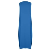 Maksi haljine A-liste jesenske haljine za žene a-linije s dugim rukavima u jednobojnoj plavoj boji A-liste