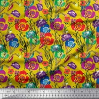 Pamučna Pletena tkanina od pamuka s cvjetnim ukrasom od lišća i maka širine dvorišta
