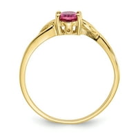 Primalno zlato karatno žuto zlato istinski ružičasti turmalin rođeni prsten