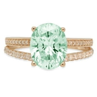 Zaručnički prsten od 3,28 karatnog zelenog imitiranog dijamanta od 14 karatnog žutog zlata, veličine 9,75