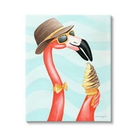 Stupell Industries Dapper Flamingo Summertime sladoled Konus Konus za užinu grafičke umjetničke galerije omotano platno print zidna