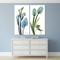 Calla ljiljan i plavi tulipani bez okvira slobodno plutajuća ploča od kaljenog stakla grafički zidni umjetnički Set 2, 72 36 0.2