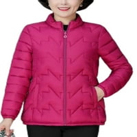 Ženski topli kaput s uspravnim ovratnikom ženska lagana gornja odjeća s džepovima vanjske elastične manšete jednobojne puffer jakne