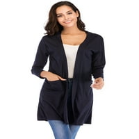 Ženski džemper za jesen / zimu džemper s dugim rukavima ležerna jednobojna jakna S otvorenim prednjim dijelom od 9 do 3 inča dvobojna