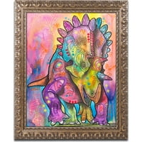 Zaštitni znak likovna umjetnost Triceratops Canvas Art by Dean Russo, zlatni ukrašeni okvir