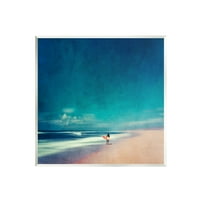 Stupell Industries Prostrani pejzaž na plaži usamljeni surfer obalne fotografije Neprerađeni umjetnički print zid umjetnosti