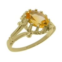 Ženski prsten od 18k žutog zlata od prirodnog Citrina britanske proizvodnje-opcije veličine - veličina 9,25