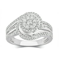 Carat t.w dijamantski klaster sterling srebrni zaručnički prsten