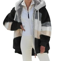 Zimski kaput, ulična Ženska jakna s kapuljačom Na pruge, zimska jakna s kapuljačom i džepom, kaput, ženska moda