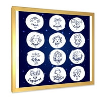 DesignArt 'Zodiac Diagram & Signs on Blue' Moderni uokvireni umjetnički tisak