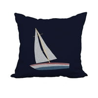Mornarsko plavi geometrijski print ukrasni poliesterski jastuk s posteljinom teksturom