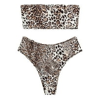 Ljetni bikini set s leopard printom bez ramena bez rukava Bez leđa kontrastne boje kupaći kostim visokog struka mekani kupaći kostim