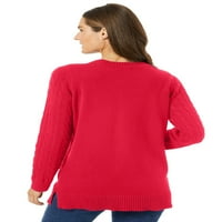 Plus-size ženski pulover s izrezom kabela u obliku inča