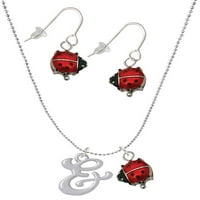 Set nakita s inicijalima i crvenom ogrlicom i visećim naušnicama