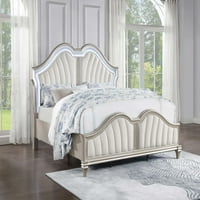Istočni bračni krevet s čupavim presvlakama u boji Bjelokosti i srebrnog hrasta