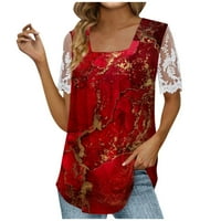 Ljetne ženske tunike, vrhovi, Ležerne majice s kvadratnim izrezom i mrežicom, majice kratkih rukava, modne lijepe plisirane bluze
