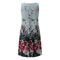 Ženska ležerna labava haljina s cvjetnim izrezom u obliku slova U, široka haljina Bez rukava u sivoj boji u obliku slova U, u obliku