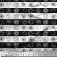 Crna pamučna Poplin tkanina u širini dvorišta sa sakralnim geometrijskim tiskom