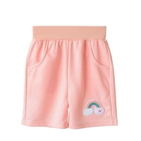 Ljetne pamučne sportske casual svestrane kratke hlače za djevojčice u duginim printom, Set
